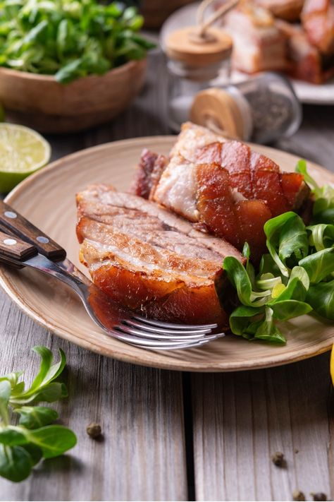 Oven Roasted Pork Belly Recipe (Perfect Every Time) Baked Pork Belly Oven, Oven Roasted Pork Belly, Pork Belly Recipe Oven, Pork Belly Oven, Roasted Pork Belly Recipe, Oven Roasted Pork, Roast Pork Belly, Roasted Pork Belly, Pork Roast In Oven