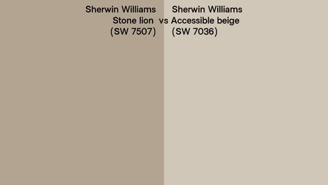 Sw Stone Lion, Stone Lion Sherwin Williams, Behr Colors, Accessible Beige, Stone Lion, Greek Revival, Benjamin Moore, Sherwin Williams, Side By Side