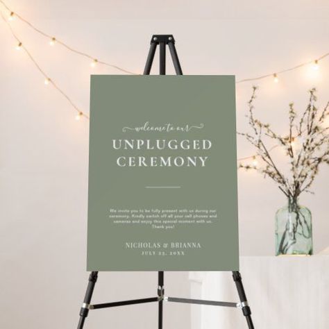 $44.20 | Minimalist Sage Green Unplugged Boho Wedding #unplugged ceremony, simple minimalist, welcome wedding sign, rustic unplugged signs, modern no cell phone, elegant no photos, camera free, welcome to our unplugged, botanical greenery, soft pastel sage green Wedding Foam Board, Blue Wedding Decorations, Unplugged Wedding Sign, Unplugged Ceremony, Beachy Wedding, Unplugged Wedding, Sage Wedding, Modern Minimalist Wedding, Ceremony Signs