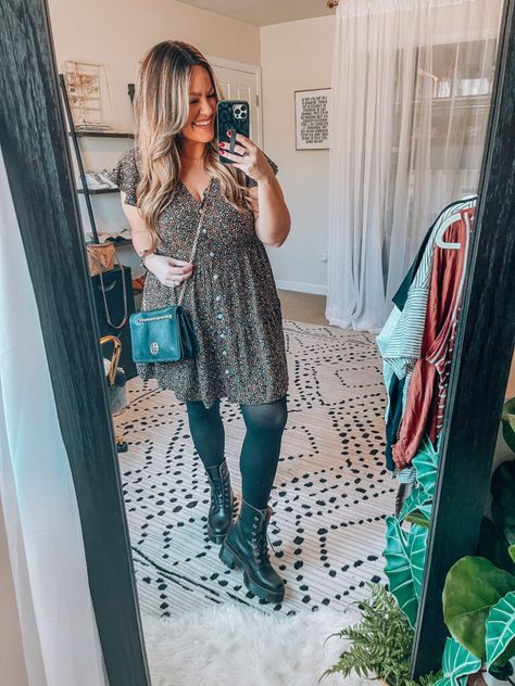 Dresses With Combat Boots Fall, Combat Boots Fall Outfits, Combat Boot Dress Outfit, Taryn Truly Outfits, Combat Boots Dress Outfit, Plus Size Combat Boots Outfit, Fall Combat Boots Outfit, Midsize Fall Outfits 2023, Taryn Truly