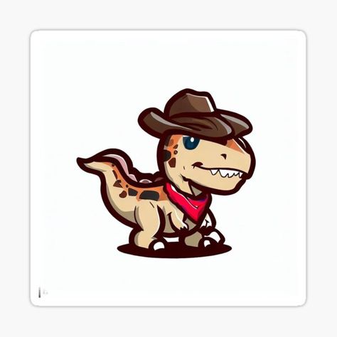 Shark With Cowboy Hat Tattoo, Dinosaur With Cowboy Hat Tattoo, Shrimp With Cowboy Hat Tattoo, Cowboy And Dinosaur, Animals With Cowboy Hats Drawing, Cowboy Hat Drawing, Dinosaur Stickers, Dinosaur Design, Dinosaur Art