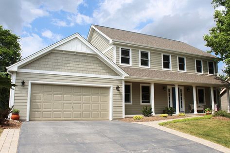 James Hardie - Monterey Taupe, West Dundee, IL - Traditional - Exterior - Chicago - by Erdmann Exterior Designs | Houzz James Hardie, Exterior House Color, House Color, Traditional Exterior, Courtyard Garden, Exterior House, Dundee, Monterey, House Colors