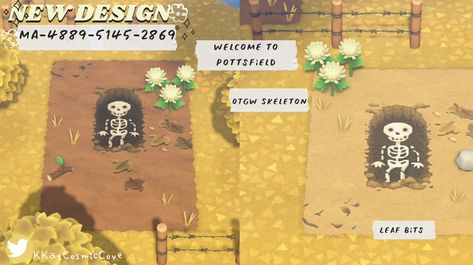 Acnh Skeleton Design, Over The Garden Wall Acnh, Acnh Over The Garden Wall, Skeleton Design, Over The Garden Wall, Road Design, Island Design, Garden Wall, Animal Crossing