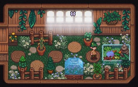 Frog Sanctuary, Stardew Valley Interior, Stardew Farm Ideas, Stardew Design, Stardew House, Stardew Valley Design, Stardew Farm, Stardew Farms, Stardew Valley Ideas