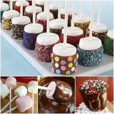 How to DIY Sprinkled Marshmallow Pops | www.FabArtDIY.com LIKE Us on Facebook ==> https://www.facebook.com/FabArtDIY Sweet Stand, Graduation Party Desserts, Diy Sprinkles, Pop Cake, Chocolate Pops, Diy Treats, Dessert Party, Marshmallow Pops, Kids Party Food