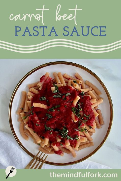 "Nomato" Carrot Beet Pasta Sauce over brown pasta on a white plate with gold edges. Non Tomato Pasta Sauce, Beet Pasta Sauce, Nomato Sauce, Carrots And Beets, Beet Pasta, Carrot Pasta, Healthy Vegan Dinner Recipes, Healthy Vegan Dinner, Plant Based Dinner