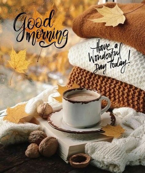 Good Morning Fall Images, Good Morning Fall, Coffee Good Morning, Very Good Morning Images, Good Morning Animals, Morning Words, Good Morning In Spanish, Fall Morning, Evening Greetings