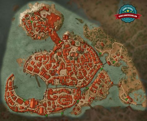 Witcher 3 M6 - Free City of Novigrad - Atlas Fantasy City Map, Village Map, Dnd World Map, Fantasy World Map, Dungeon Master's Guide, Tabletop Rpg Maps, Witcher 3 Wild Hunt, Map Wallpaper, Free City