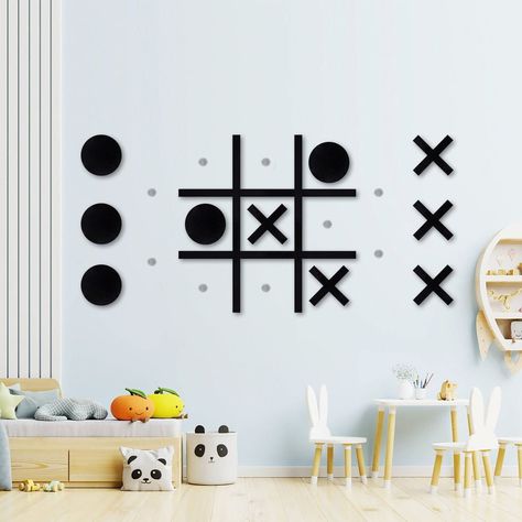 PRICES MAY VARY. 【PERFECT DECORATIONS】:The unique design of the magnetic Tic Tac Toe game kids room wall decor hanging game incorporates modern design and adds something different and new to your space. This is not only the modern room decor, but also the existence of witnessing your happy time, suitable for family, group use, bringing you unlimited happiness! 【SAFE PVC MATERIAL】: Complete set of tic tac toe game including absolutely safe pvc, 5 o's and 5 x's, 19 magnets and double-sided adhesiv Playroom Decals, Modern Wall Decals, Hangout Room, Indoor Party, Wall Game, Modern Room Decor, Youth Room, Kids Room Wall Decor, Kids Wall Decals