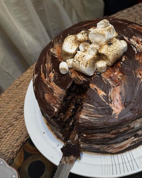 graham cracker smores cake 🤯 ~ it was amazinggg & baked by @unplannedpixelz 👩‍🍳🤎 forever craving this cake! It had layers of chocolate, the best graham cracker layer, and the yummiest marshmallow fluff Graham Cracker Smores, Smores Cake, Marshmallow Fluff, Graham Cracker, Graham Crackers, Crackers, Baking, Cake, Quick Saves