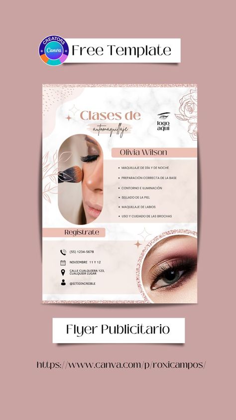 flyer anuncio volante servicios productos plantilla plantilla de canva canva Beige Template, Buddha Painting Canvas, Makeup Jobs, Beauty Skin Quotes, Salon Logo Design, Graphic Design Brochure, Makeup Logo, Short Gel Nails, Beauty Posters