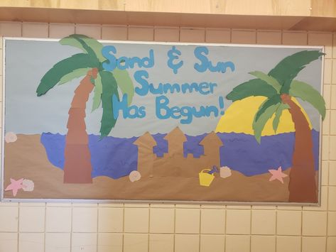 Palm Tree Bulletin Board Ideas, Sandcastle Bulletin Board, Palm Tree Bulletin Board, Beach Bulletin Board Ideas, Reading Specialist Classroom, Beach Bulletin Boards, Classroom Wall Quotes, Castle Classroom, Ocean Bulletin Board