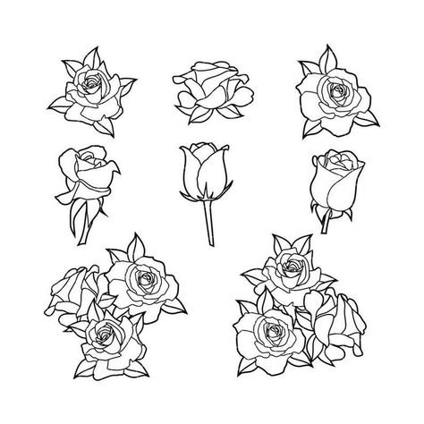 Budding Rose Tattoo, Rose Bud Drawing Simple, Small Roses Drawing, Rosebud Tattoo Simple, Rosebud Tattoo, Bud Tattoo, Rose Bud Tattoo, Rose Outline Tattoo, Cute Roses