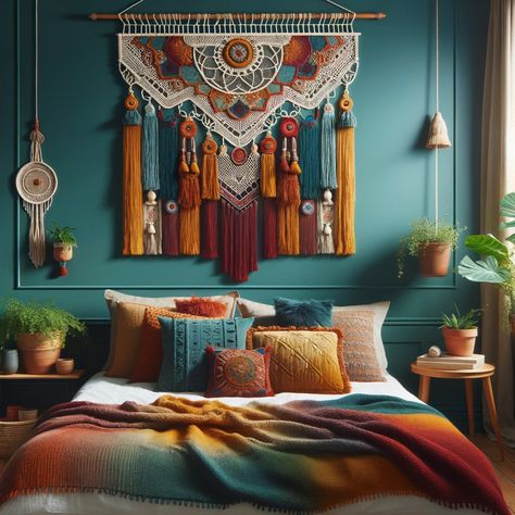 Boho Bedroom Decor: 31 Dreamy Ideas to Elevate Your Cozy Retreat with Bohemian Charm 26 Mexican Boho Bedroom, Boho Bedroom Wall Colors, Lavender Boho Bedroom, Dark Boho Bedroom Ideas, Bohemian Bedroom Decor Moroccan Style, Colorful Boho Bedroom Ideas, Bedroom Inspirations Aesthetic, Bohemian Style Bedroom, Dark Boho Bedroom