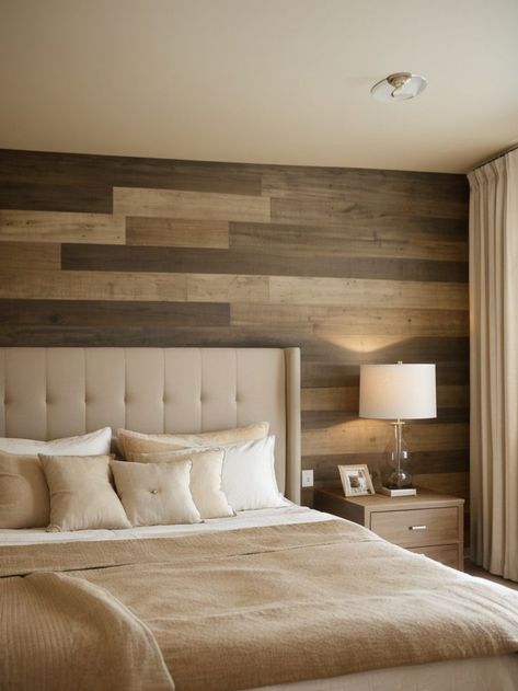 Wall Colors For Bedroom, Colors For Bedroom, Accent Wall Colors, Bedroom Bliss, Wood Accent Wall, Bedroom Wall Colors, Wood Accent, Spare Bedroom, Natural Tones