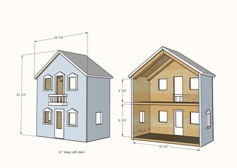 Diy Wooden Dollhouse Plans, Dollhouse Plans Free 1:12, Dollhouse Plans Free, Diy Dollhouse Plans, Dollhouses Ideas, Dollhouse Woodworking Plans, White Doll House, Farmhouse Dollhouse, Dollhouse Plans