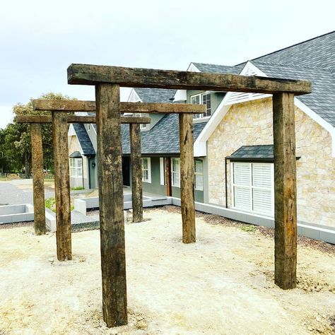 Timber Arbour, Acreage Living, Sydney House, Garden Hedges, Recycle Timber, Cellar Door, Arbor, Hedges, Tree Trunk