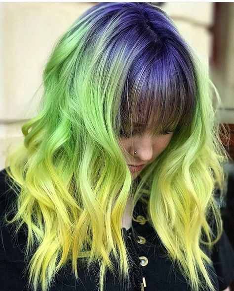 Painted live at the Pulp Riot booth at State/RDA in Dallas by the hair ninja @wesdoeshair... Pulp Riot is the paint. Colored Locks, Yellow Hair Color, Vivid Hair, Pulp Riot Hair Color, 2018 Hair, Short Ombre Hair, Colourful Hair, Candy Hair, Bright Hair Colors