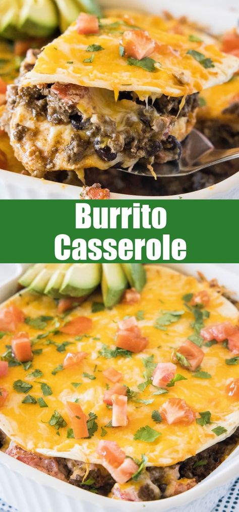 Taste Of Home Burrito Bake, Make Ahead Taco Casserole, Burrito Bake Casserole, Bean Burrito Casserole, Taco Bakes, Burrito Casserole Recipe, Pork Burritos, Delicious Casseroles, Church Recipes