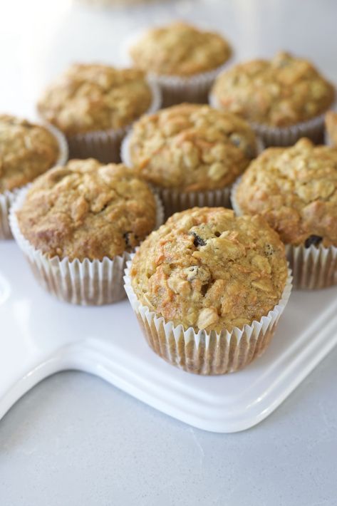 Banana Oatmeal Raisin Muffins, Banana Raisin Muffins, Muffins With Bananas, Muffins Carrot, Oatmeal Raisin Muffins, Mediterranean Bread, Raisin Muffins, Glory Muffins, Love Morning