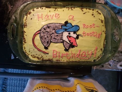 Possum Birthday Cake, Opossum Cake, Weird Birthday Cakes, Weird Cakes Funny, Cursed Birthday Cake, Birthday Possum, Possum Cake, Funny Bday Cakes, Possum Party