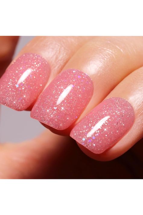 Imtiti Shimmer Pink Gel Nail Polish, 15ml Translucent Jelly Glitter Pink Gel Polish Soak Off UV Gel for Nail Art DIY French Manicure at Home 1Pcs French Manicure At Home, Diy French Manicure, Pink Gel Nail Polish, Pink Gel Polish, Pink Gel Nails, Pink Gel, Pink Sparkle, Manicure At Home, French Manicure