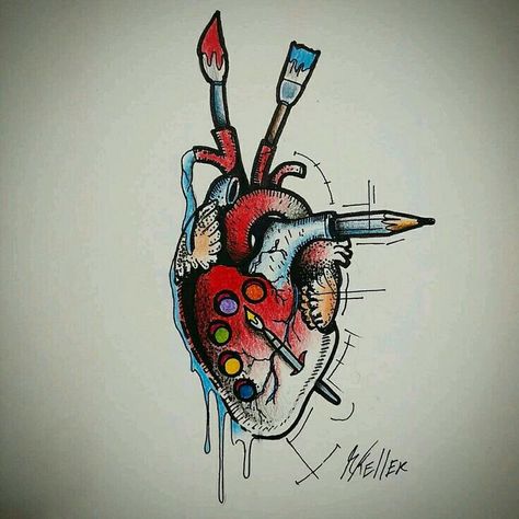 Heart Anatomical, Anatomical Heart Art, Tattoo Heart, Heart Drawing, Graffiti Designs, Desenho Tattoo, Human Heart, Art And Illustration, Anatomy Art