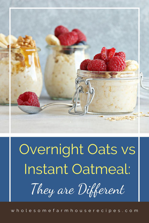 three containers of overnight oats all with different toppings Instant Oatmeal Overnight Oats, Oatmeal Overnight Oats, Oatmeal Overnight, Southern Recipes Desserts, Southern Desserts, Country Recipes, Traditional Breakfast, Instant Oatmeal, Breakfast Options