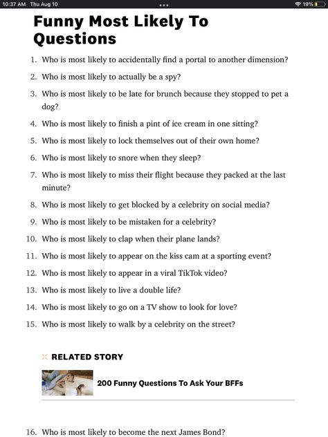 Paranoia Questions, Paranoia Game Questions, Who’s Most Likely, Most Likely To, Who's Most Likely To Questions, Question Game For Friends, Most Likely To Questions, Fun Games For Teenagers, Good Truth Or Dares