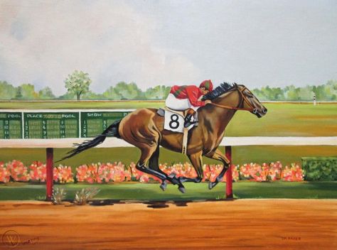 Vintage Equestrian Illustration Art Horse Racing Oil Painting "Dr. Fager" | #1961024995 Lost Village, Vintage Equestrian, Racing Horse, Thoroughbred Horse Racing, Horse Illustration, Equestrian Art, Racing Art, Art Horse, Thoroughbred Horse