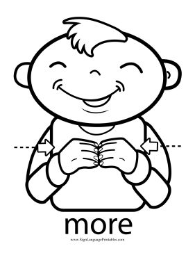 Hungry babies who want more food, songs, games or love can make a nonverbal request by tapping the tips of their fingers together. Free to download and print My Name Is Sign Language, Sign Language Printables, Sign Language More, Sign Language Games, Free Learning Websites, Simple Sign Language, Sign Language Book, Asl Sign Language Words, Sign Language Chart