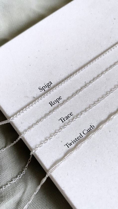 Recycled 925 Sterling Silver Chain | Twisted Curb Rope Trace Spiga Wheat Chain | Solid Silver Necklace Chain for Woman | UK | Chain for Pendant | Chain Necklace | Simple Silver Necklace Chains available:  - 1.5mm Spiga Chain - 16, 18, 20, 22 and 24 inch chain available  - 1mm Rope Chain - 16 and 18 inch chain available - 1.3mm Trace Chain - 16, 18, 20, 22, 24 inch chain available  - 1.5mm Twisted Curb Chain - 16, 18, 20, 22 inch chain available.  All chains are made from 100% recycled sterling 925 silver. These chain are solid recycled sterling silver and are not just silver plated.  The third picture shows a chain length of 16 inch and 20 inch.  This necklace chain is perfect for showcasing small pendants. All chains are sent in recyclable packaging including a biodegradable glassine bag. Sterling Silver Chains Women, Platinum Chains For Women Simple, Silver Chain For Women Unique, Silver Chain Designs For Women, Platinum Chains For Women, Silver Chains For Women, Silver Chain Design, Silver Chain For Women, Necklace Simple Silver