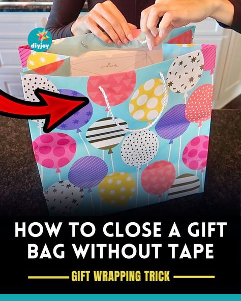 There's an easy and quick technique to close a gift bag without using tape or staple! Learn how to do it here. How To Close A Gift Bag, Gift Wrapping Techniques, Simple Gift Wrapping, Brown Paper Bag, Pull Through, Brown Paper, Easy Gifts, Gift Bags, Gift Bag