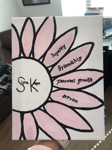 Sorority Canvas Butterfly, Flower Sorority Canvas, Sigma Kappa Canvas Paintings, Easy Sorority Canvas, Sorority Crafts Canvases, Sorority Canvas Art, Sigma Kappa Canvas, Sorority Canvases, Kappa Sorority