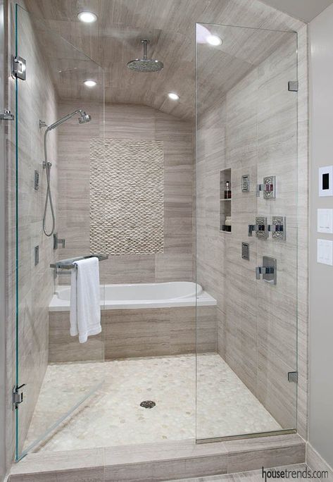 Interior Design Contemporary, Bilik Mandi, Master Shower, Master Bath Remodel, Bathroom Tub, Bathroom Remodel Shower, Tub Shower Combo, Trendy Bathroom, Bathroom Layout