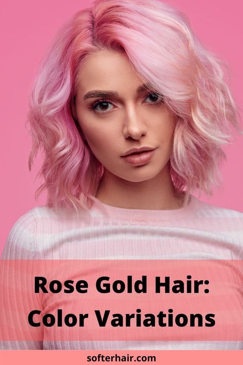 rose gold hair color Pastel Balayage, Rose Gold Toner, Copper Rose Gold Hair, Rose Gold Hair Blonde, Rose Gold Hair Brunette, Balayage Hair Ideas, Rose Gold Hair Color, Gold Hair Color, Softer Hair