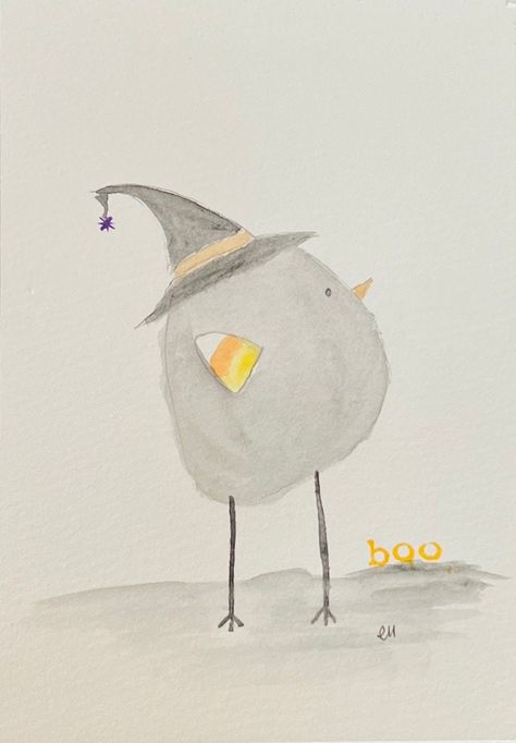 5x7 Candy Corn Bird watercolor painting. This painting is made to order, so please expect minor variations from the painting depicted.