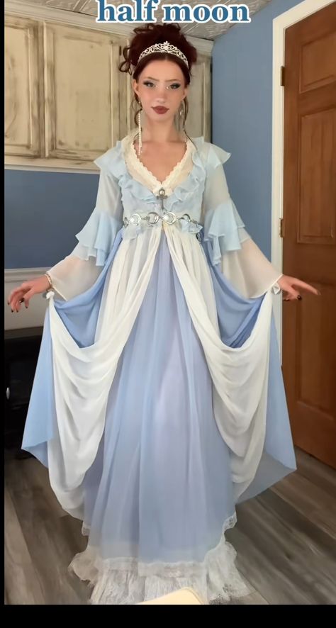 Mythological Outfits, Portishead Dummy, Blue Fairy Outfit, Moon Inspired Outfits, Halloween Dress Up Ideas, Character Clothes, Game Outfit, Moon Dress, Costume Inspo