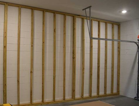 How to Frame Garage Walls Over Concrete (DIY Guide with Photos) - Garage Transformed Garage Into A Room, Concrete Blocks Diy, Room In Garage, Crafting Studio, Custom Closet Shelving, Hobby Garage, Garage Laundry Rooms, Garage Insulation, Concrete Garage