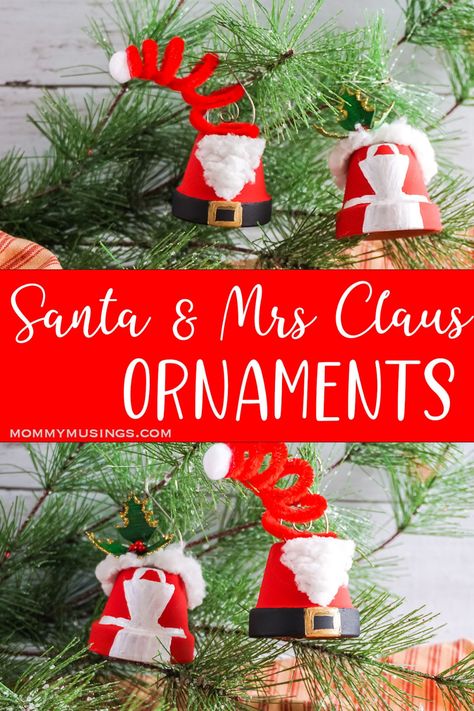 Is it too early to start thinking about Christmas already? If not, then these Santa and Mrs. Claus Terra Cotta Pot Ornaments are perfect! Terracotta Pot Ornaments, Porch Christmas Tree, Pot Ornaments, Crafts 2023, Santa And Mrs Claus, Gift Ornaments, Terra Cotta Pot, Diy Christmas Ornaments Easy, Diy Decorations