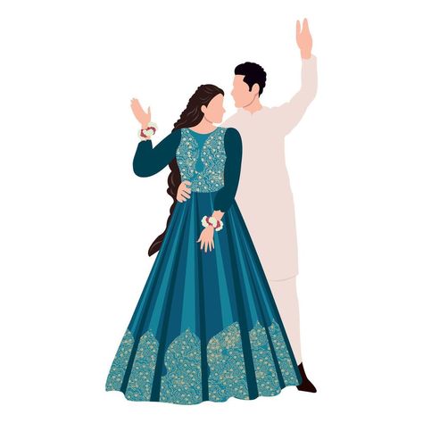 vector indian wedding couple illustration for wedding invitation card Indian Wedding Couple Illustration, Wedding Couple Illustration, Caricature Wedding Invitations, Digital Invitations Design, Royal Wedding Invitation, Digital Wedding Invitations Design, Indian Wedding Invitation Card Design, Caricature Wedding, Anniversary Couple