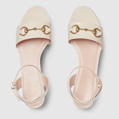 Women's Horsebit flatform sandal in white leather | GUCCI® US Flatform Sandals, White Leather, Gift Wrapping, Gucci, Sandals, Free Shipping, Leather, White