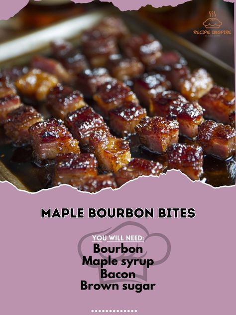 🥓 Maple Bourbon Bites: Savor the rich flavors of these irresistible bites! 🥓🥃 #MapleBourbonBites #Delicious Maple Bourbon Bites Ingredients: Bourbon (1/2 cup) Maple syrup (1/2 cup) Bacon (12 slices) Brown sugar (1/4 cup) Instructions: Preheat oven to 350°F (175°C). Mix bourbon and maple syrup in a bowl. Dip bacon slices in the mixture and place on a baking sheet. Sprinkle with brown sugar. Bake for 20-25 minutes until crispy. 🥓 Enjoy the perfect combination of sweet and savory with Maple ... Bourbon Salmon, Bourbon Maple Syrup, Bourbon Bacon, Brown Sugar Bacon, Maple Bourbon, Maple Bacon, Sweet And Savory, Baking Sheet, A Bowl