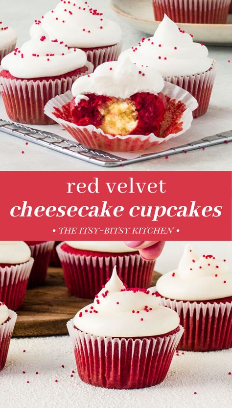 Red Velvet Cheesecake Cupcakes, Simple Cupcakes, Red Velvet Brownies, Swirl Cupcakes, Velvet Cheesecake, Cake Simple, Red Velvet Cheesecake, Homemade Cupcakes, Filled Cupcakes