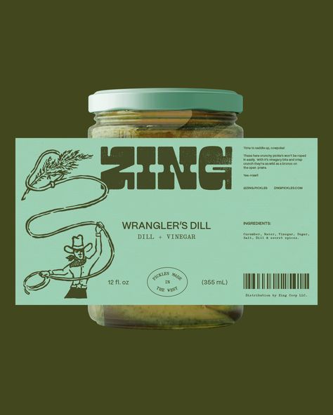 Zing Pickle Co. by Andreas Pedersen on Dribbble Bold Label Design, Spices Graphic Design, Organic Food Color Palette, Spice Label Design, Salt Drawing, Pickle Brands, Spices Packaging, Food Project, Cucumber Water