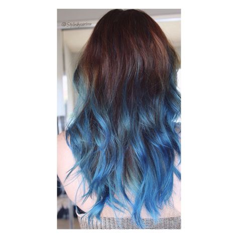 Ombre Hair Blue, Undercolor Hair, Blue Tips Hair, Blue Brown Hair, Scene Haircuts, Blue Purple Hair, Blue Ombre Hair, Dyed Hair Pastel, Hair Dyed