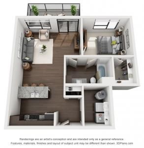 1 bed, 1 bath | 775 sq. ft. Apartment Layout 1 Bed, Apartment Layouts, Studio Apartment Floor Plans, Studio Floor Plans, 3d House Plans, Trendy Apartment, Apartment Floor Plan, Apartment Floor Plans, Casas The Sims 4