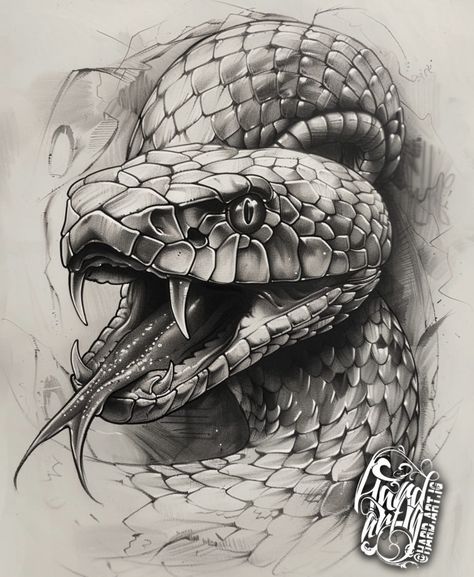 Snake Head Tattoo Stencil, Snake Tongue Drawing, Realistic Snake Sketch, Copperhead Tattoo, Snake Head Reference, Rattle Snake Drawing, Anaconda Drawing, King Cobra Drawing, World Serpent Tattoo