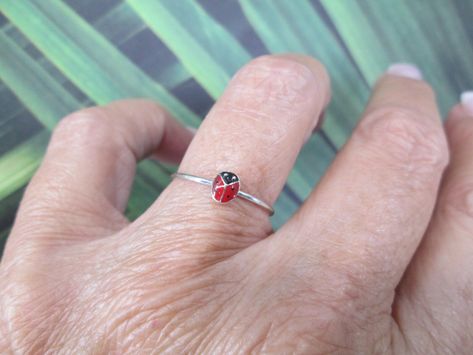 "This is just soooo adorable!! Tiny and dainty, nicely detailed red and black enameled LADYBUG ring. It is sterling silver (not plated) and stamped 925. The cute little ladybug measures 1/4\" long. Great for children, for those of you who love ladybugs, and for all you Sorority Sisters of Alpha Sigma Alpha where this little ladybug is your mascot! Available sizes in dropdown. KEEP*IN*TOUCH FOLLOW and LIKE us on www.facebook.com/jkcorpjewelrycollection www.instagram@jkcorpjewelrycollection Thank Ladybug Ring, Ladybug Jewelry, Emerald Eternity Band, Alpha Sigma, Sigma Alpha, Alpha Sigma Alpha, Sorority Sisters, Kids Rings, Funky Jewelry