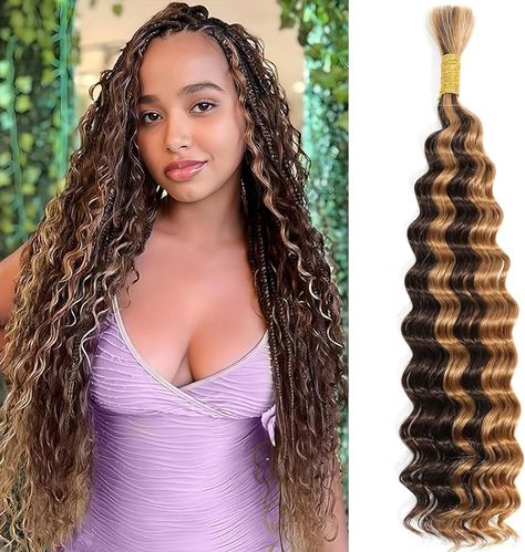 Amazon.com : Bulk Human Hair For Braiding No Weft Unprocessed Brazilian Virgin Deep Wave Human Hair Bulk for Micro Braids Wet and Wavy Deep Bulk Human Hair Braids (P4/27-Deep Wave Bulk, 50g-14 Inch) : Beauty & Personal Care Human Hair Braids, Human Hair For Braiding, Deep Wave Human Hair, Micro Braids, Sassy Hair, Human Braiding Hair, Hair Braids, Teen Hairstyles, Deep Wave